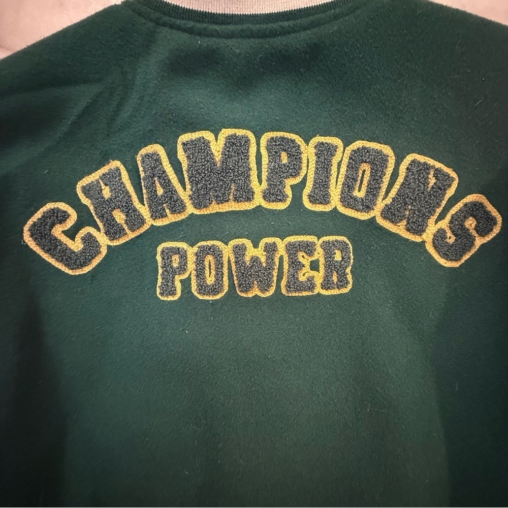 Zara kids Green and White Varsity letterman Jacket boys size 6 - Picture 6 of 11